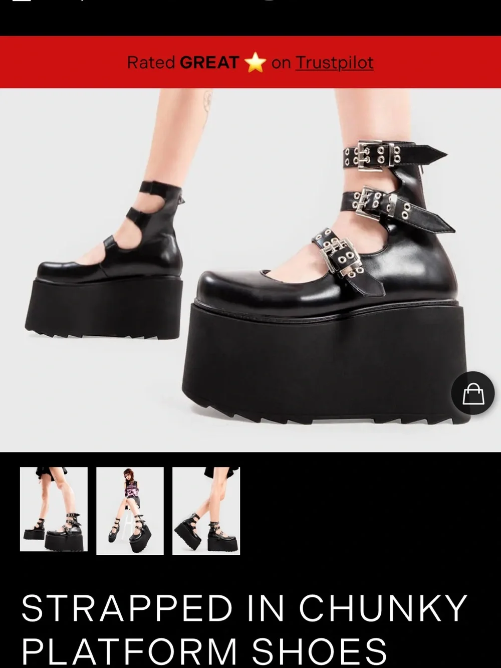 Lamoda Gothic Triple-Strap Chunky Platform Shoes - Black